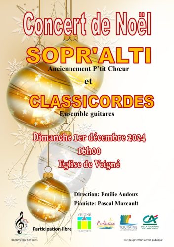 Concert de Noël Veigné 1er décembre 2024